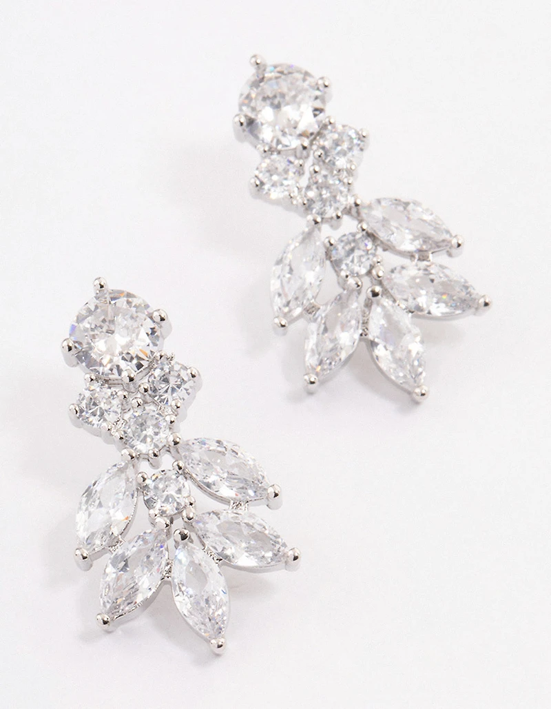 Silver Navette Mini Drop Earrings