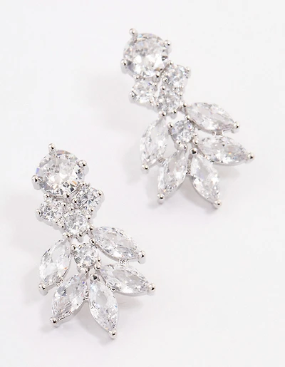 Silver Navette Mini Drop Earrings