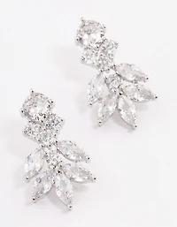 Silver Navette Mini Drop Earrings