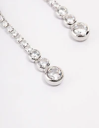 Silver Cupchain Cubic Zirconia Drop Earrings