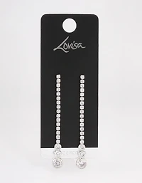 Silver Cupchain Cubic Zirconia Drop Earrings