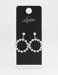 Silver Square Stone Wreath Drop Earrings