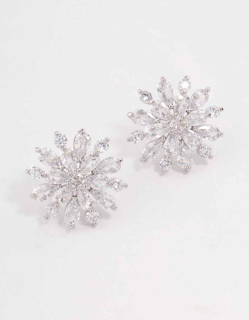 Silver Flower Stud Earrings