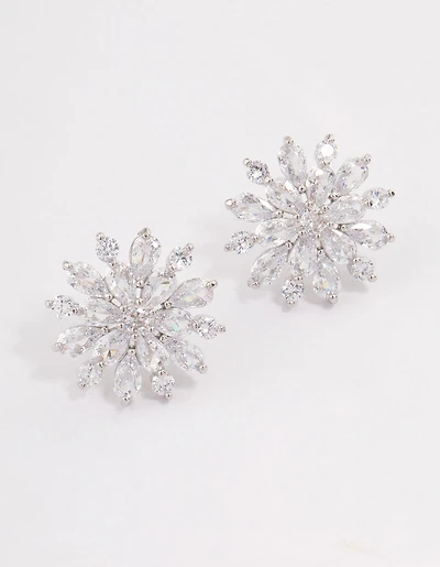 Silver Flower Stud Earrings