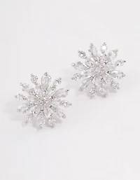 Silver Flower Stud Earrings