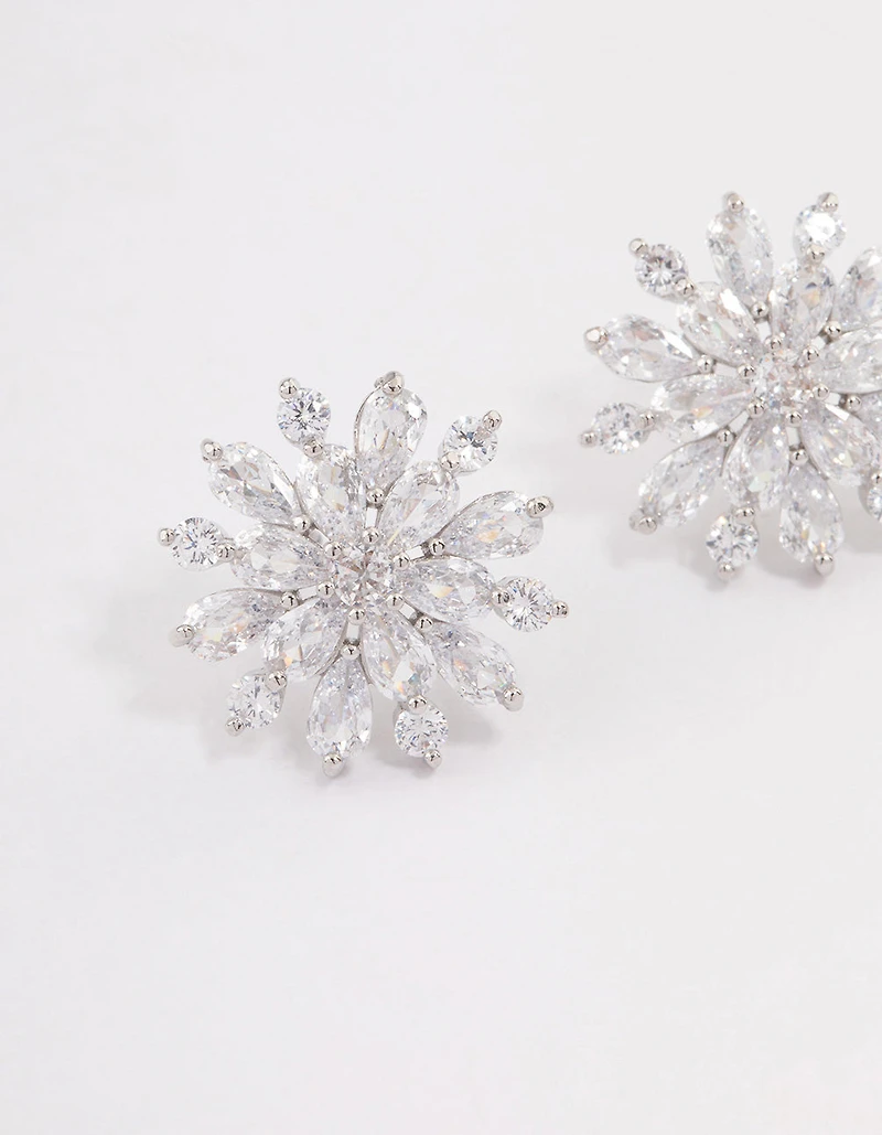 Silver Flower Stud Earrings