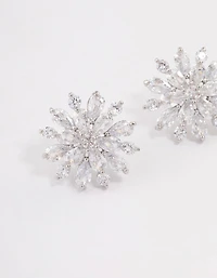 Silver Flower Stud Earrings