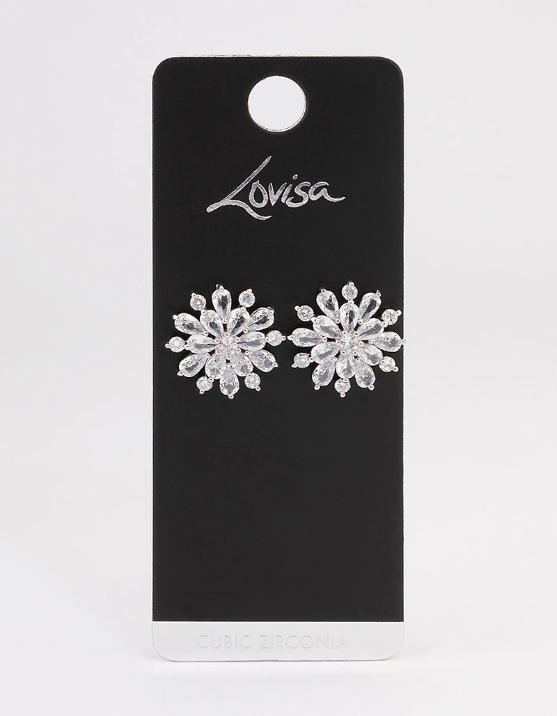 Silver Flower Stud Earrings