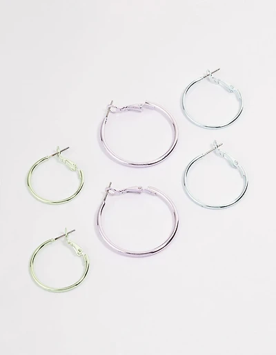 Silver Metallic Hoop Earrings Pack