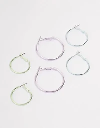 Silver Metallic Hoop Earrings Pack