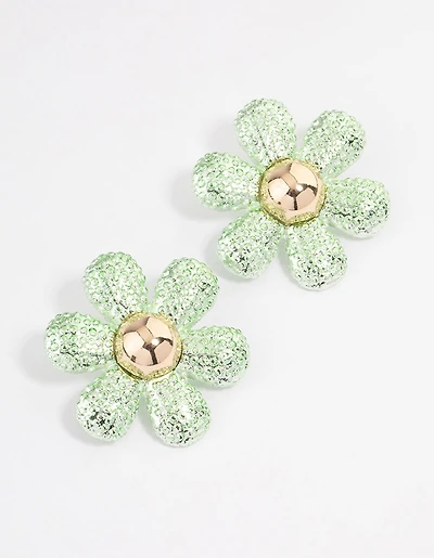 Silver Oversized Flower Stud Earrings