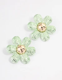 Silver Oversized Flower Stud Earrings