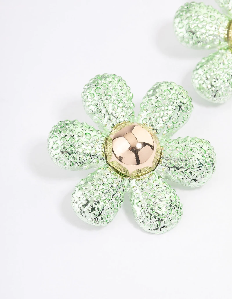Silver Oversized Flower Stud Earrings