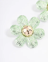 Silver Oversized Flower Stud Earrings