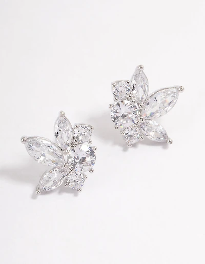 Silver Lotus Stud Earrings