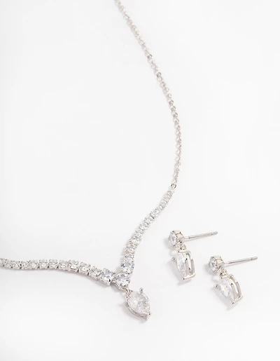 Silver Pear Drop Jewellery Set