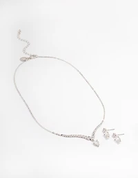 Silver Pear Drop Jewellery Set