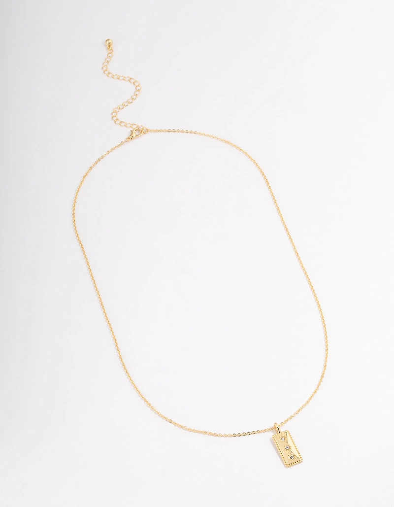 Gold Plated Triple Star Bar Necklace