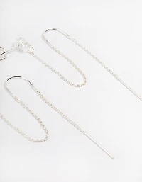 Silver Diamante Chain Threader Drop Earrings