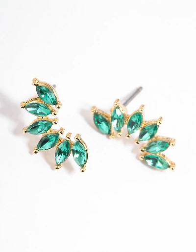 Gold Small Marquise Graduating Stud Earrings