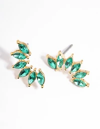 Gold Small Marquise Graduating Stud Earrings