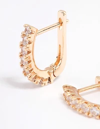 Gold Mini Classic Diamante Huggie Earring