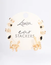 Black Serpent Cuff Earrings 6-Pack