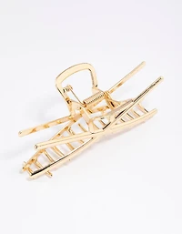 Gold Molten Cross Claw Clip