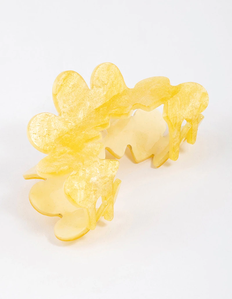 Plastic Yellow Small Curved Cut Out Claw Clip