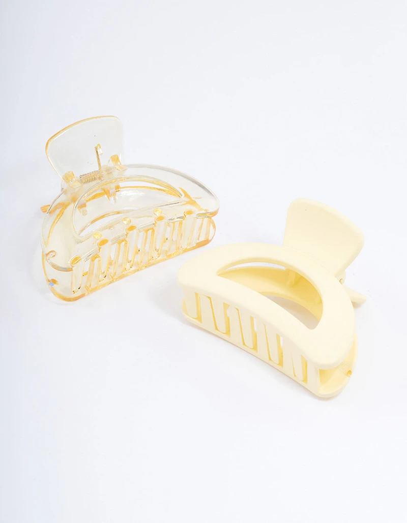 Plastic Yellow Half Moon Claw Clip Pack