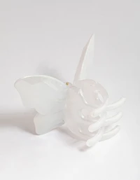 Plastic White Butterfly Claw Clip