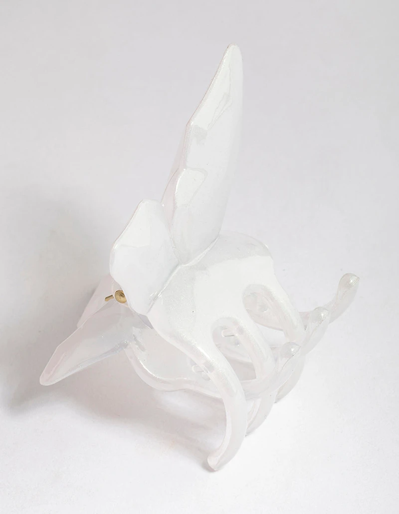 Plastic White Butterfly Claw Clip