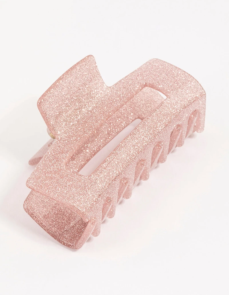 Plastic Pink Glitter Claw Clip