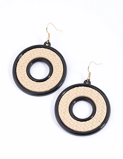 Boucles d’oreilles pendantes noires à tissage rond ouvert