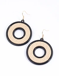 Boucles d’oreilles pendantes noires à tissage rond ouvert