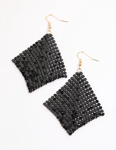 Boucles d’oreilles noires basiques en cotte de mailles