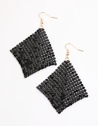 Boucles d’oreilles noires basiques en cotte de mailles