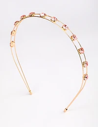 Gold Double Band Diamante Headband
