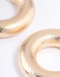Gold Thick Round Chip Earrings