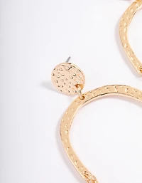 Gold Hammered Double Chain Drop Earrings