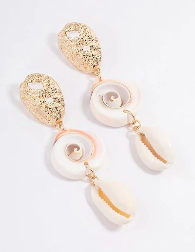 Boucles d’oreilles en coquillage en or