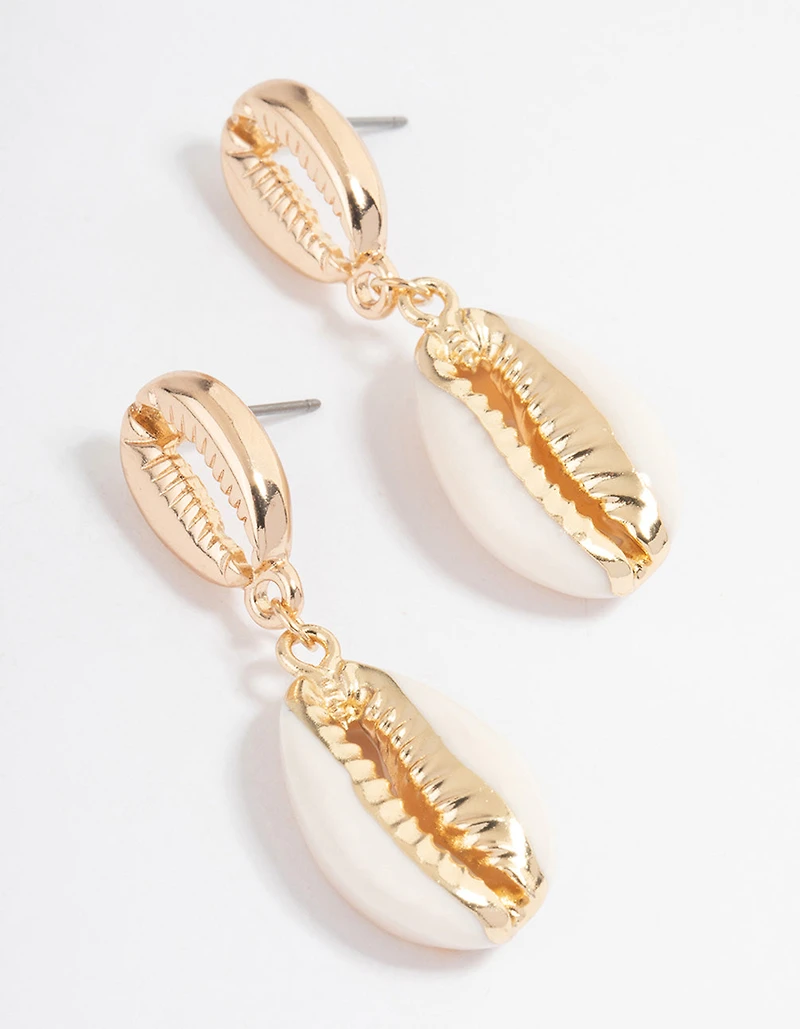 Gold Shell Drop Earrings