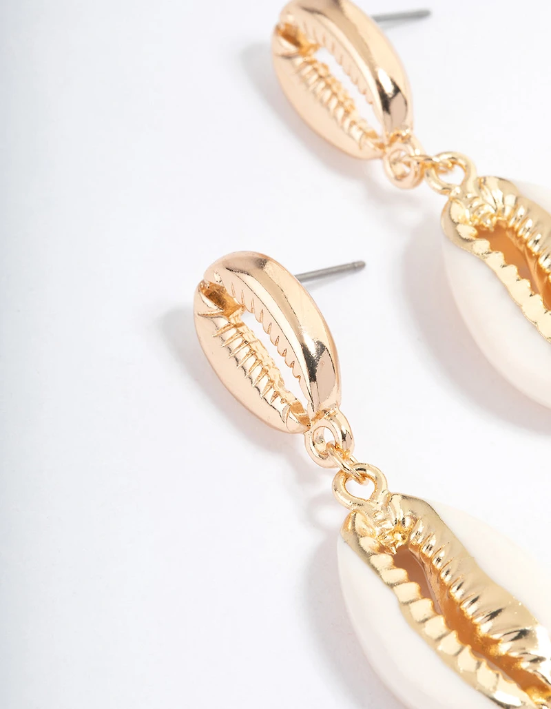 Gold Shell Drop Earrings