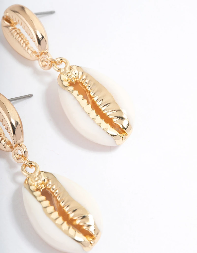 Gold Shell Drop Earrings
