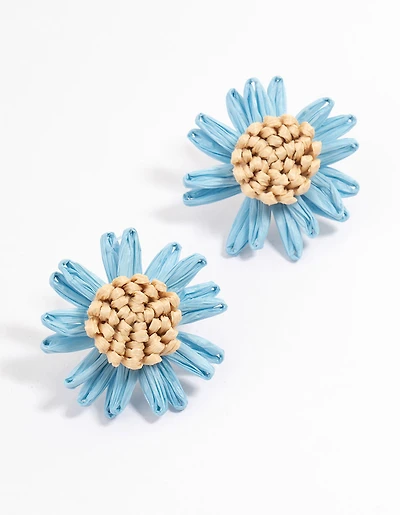 Raffia Flower Stud Earrings