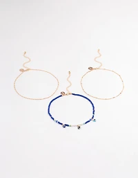 Gold Evil Eye Multi-Row Choker