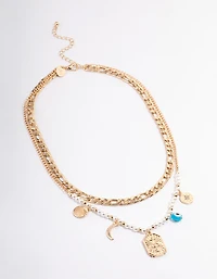 Gold Layered Evil Eye Beaded Necklace