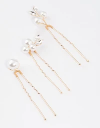 Gold Pearl Hair Pin Pack