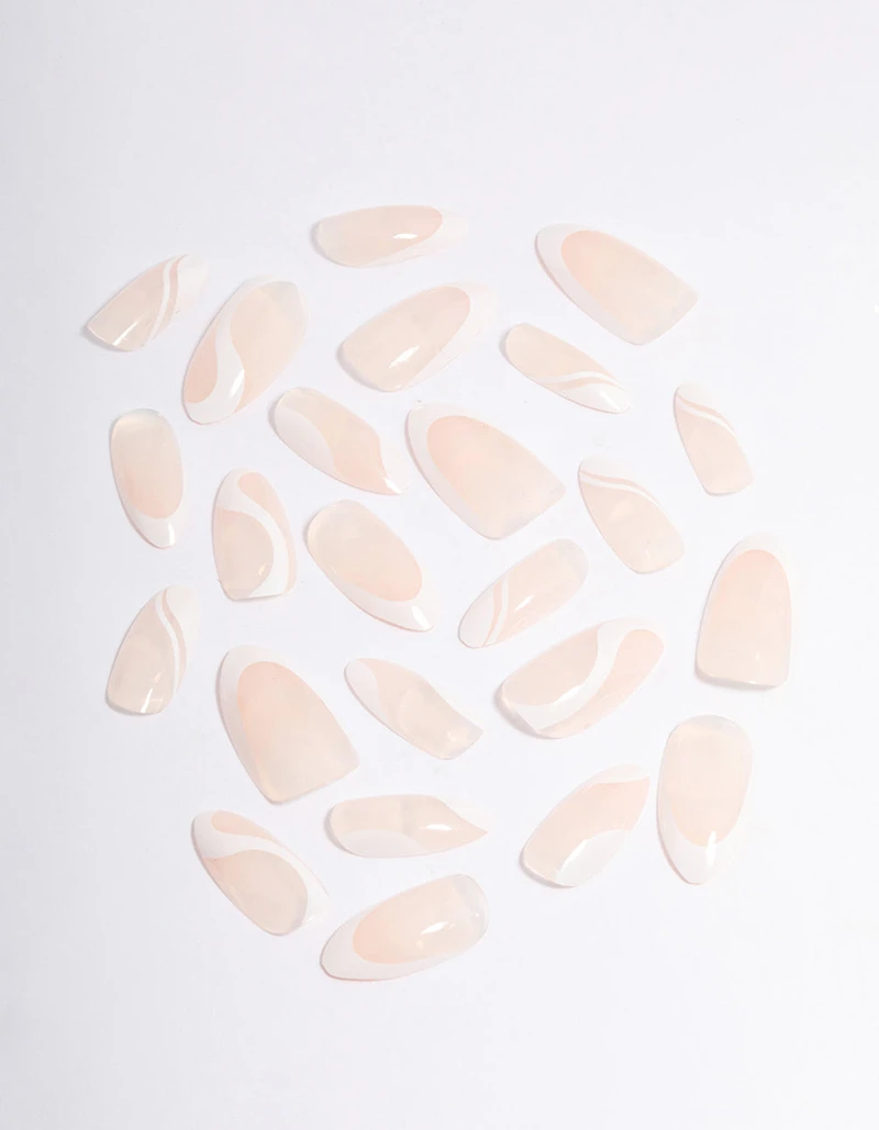 White Swirl Press On Nails