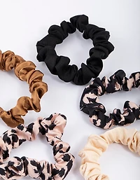 Fabric Thin Stone Animal Scrunchie 5-Pack